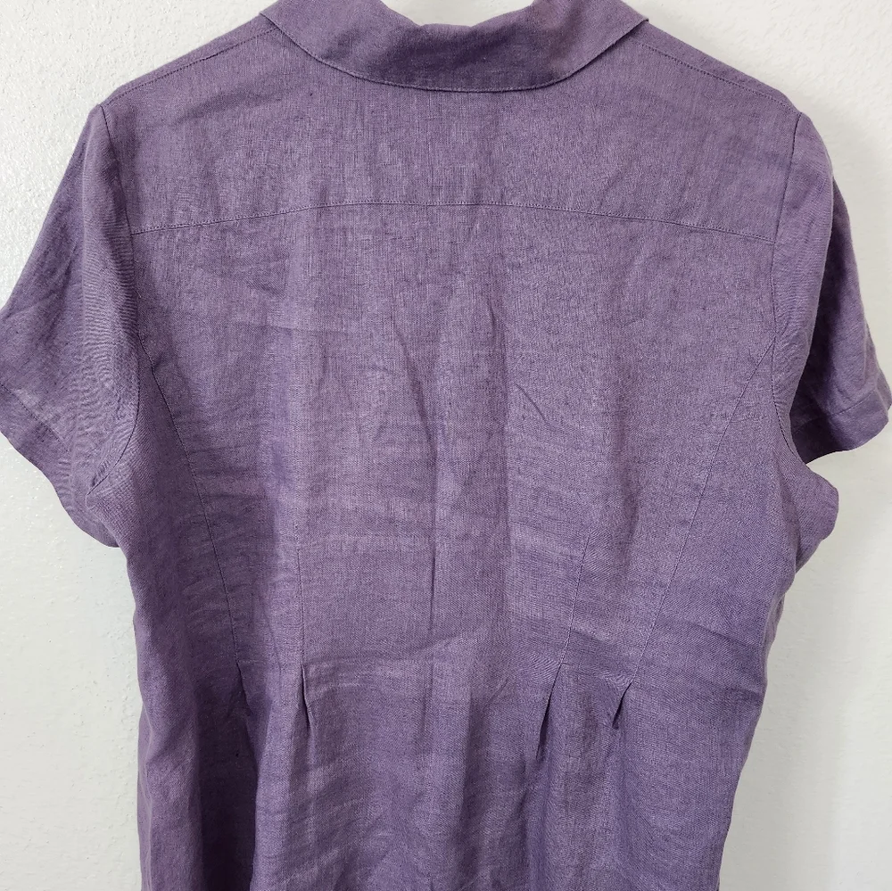 J Jill 100% Linen Button Shirt Women XL Quiet Luxury Collared Office Modest - Picture 3 of 4